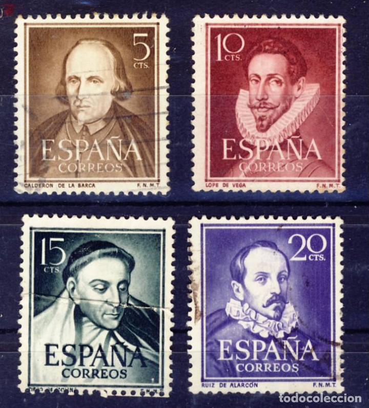 Selos: ESPA&Ntilde;A.- 1950-53.- LITERATOS.- ED.1071-72-73-74.-USADOS.- (14)