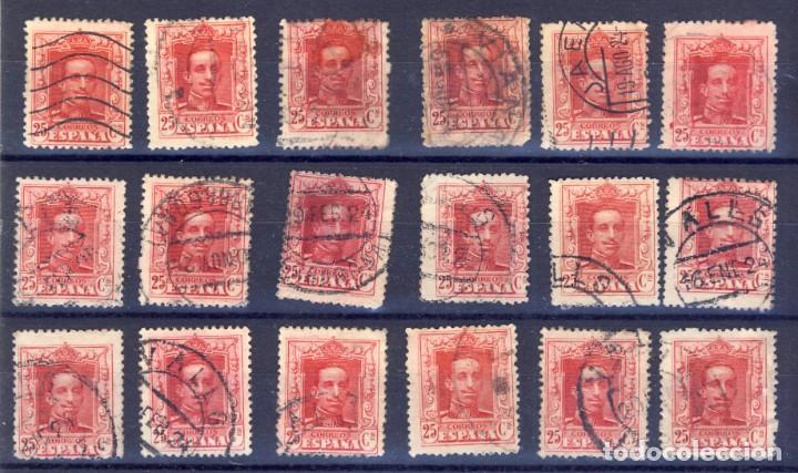 Briefmarken: 1922-1930.-ALFONSO XIII.-25 C&Eacute;NTIMOS.-TIPO I.-ED.317 .- (3)