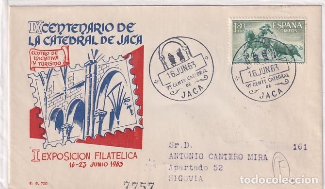 Timbres: Sobre I Exposici&oacute;n filat&eacute;lica, IX Centenario de la Catedral de Jaca 1963