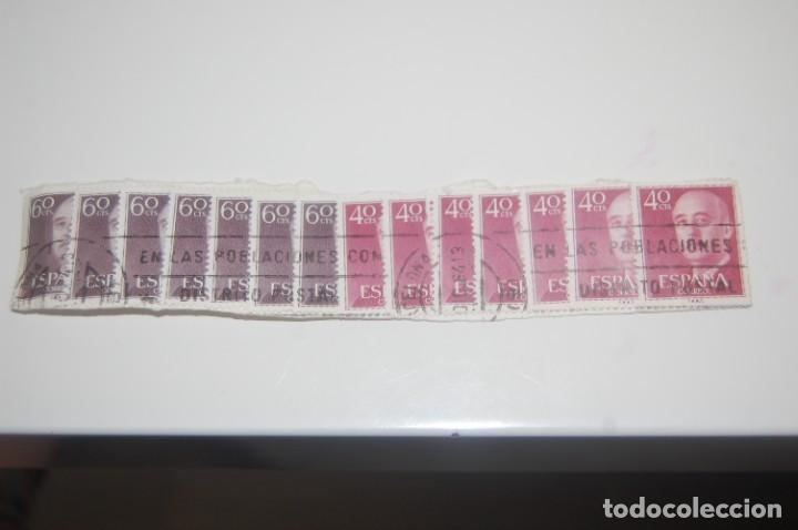 Sellos: 14 SELLOS SUPERPUESTOS USADOS, CON MATASELLOS MUY LEGIBLE.