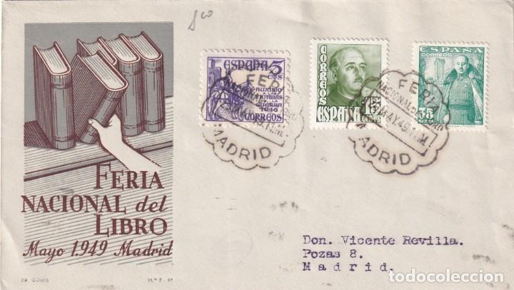 Sellos: Sobre Feria Nacional del Libro Mayo 1949 Madrid. - Foto 1