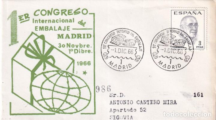 Sellos: Sobre Madrid Congreso internacional del embalaje 1966 - Foto 1