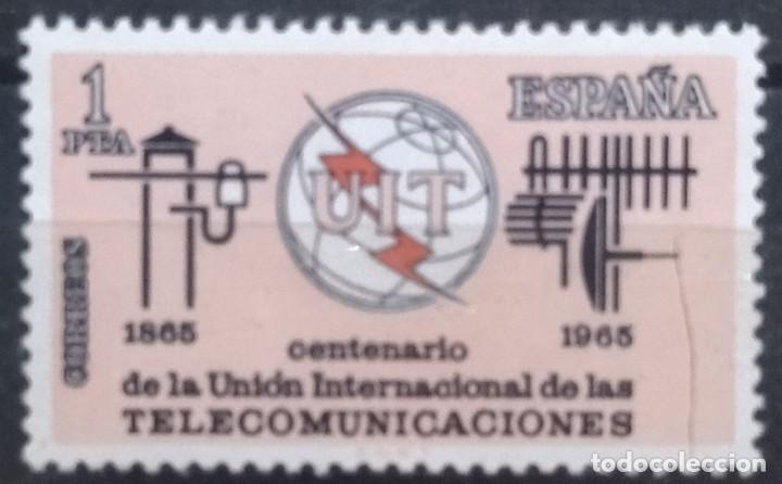 Sellos: Espa&ntilde;a 1965 Centenario de la UIT. MNH ** - Foto 1