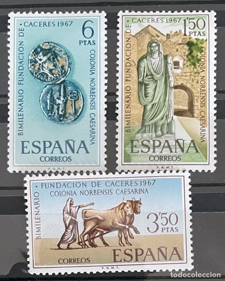 Sellos: Espa&ntilde;a. Bimilenario Fundaci&oacute;n C&aacute;ceres 1967 - Foto 1