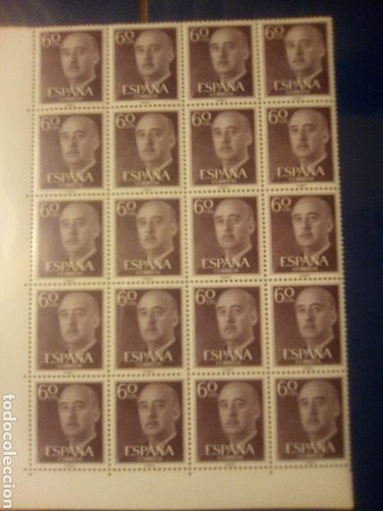 Sellos: Bloque 20 sellos b&aacute;sica de Franco 60 c - Foto 1