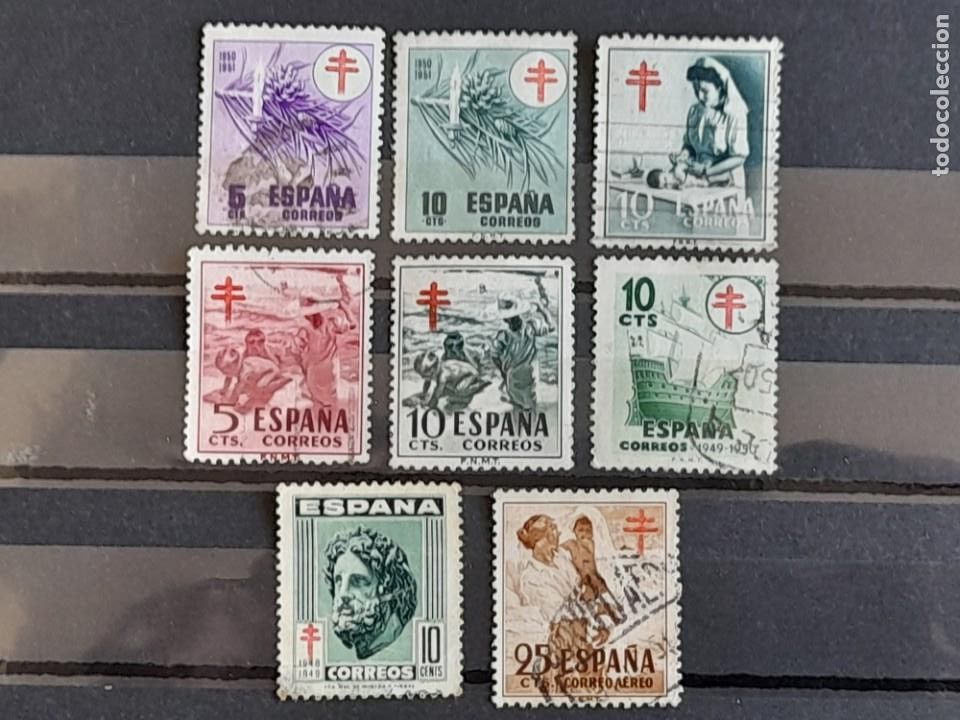 Sellos: Un sello 5 cts 1950-51 serie Pro Tuberculosos, ocho sellos a elegir distintos valores