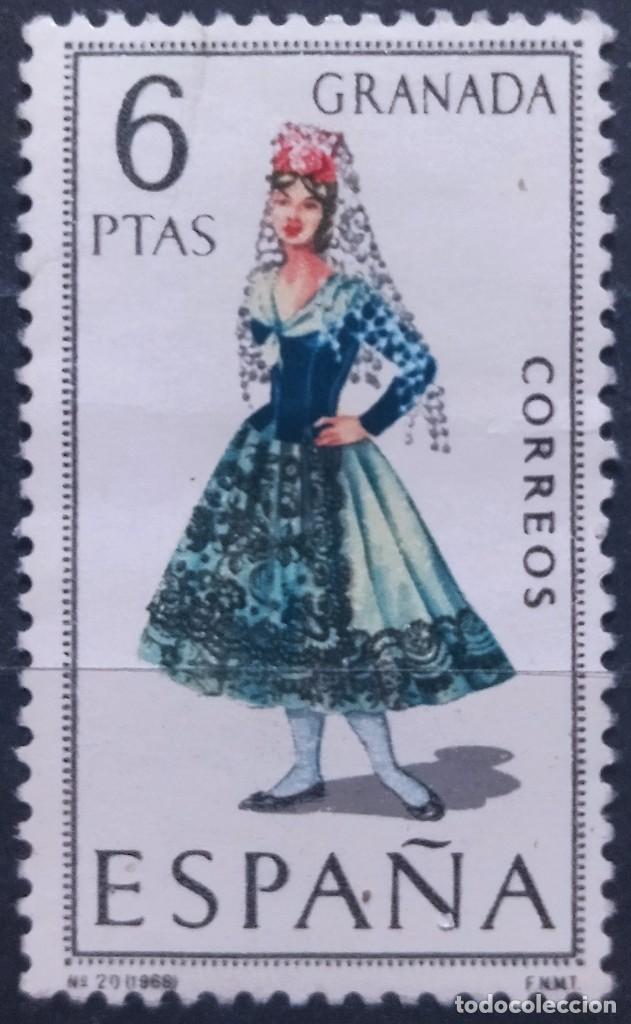 Sellos: ESPA&Ntilde;A 1968 Trajes T&iacute;picos. Granada. USADO. - Foto 1