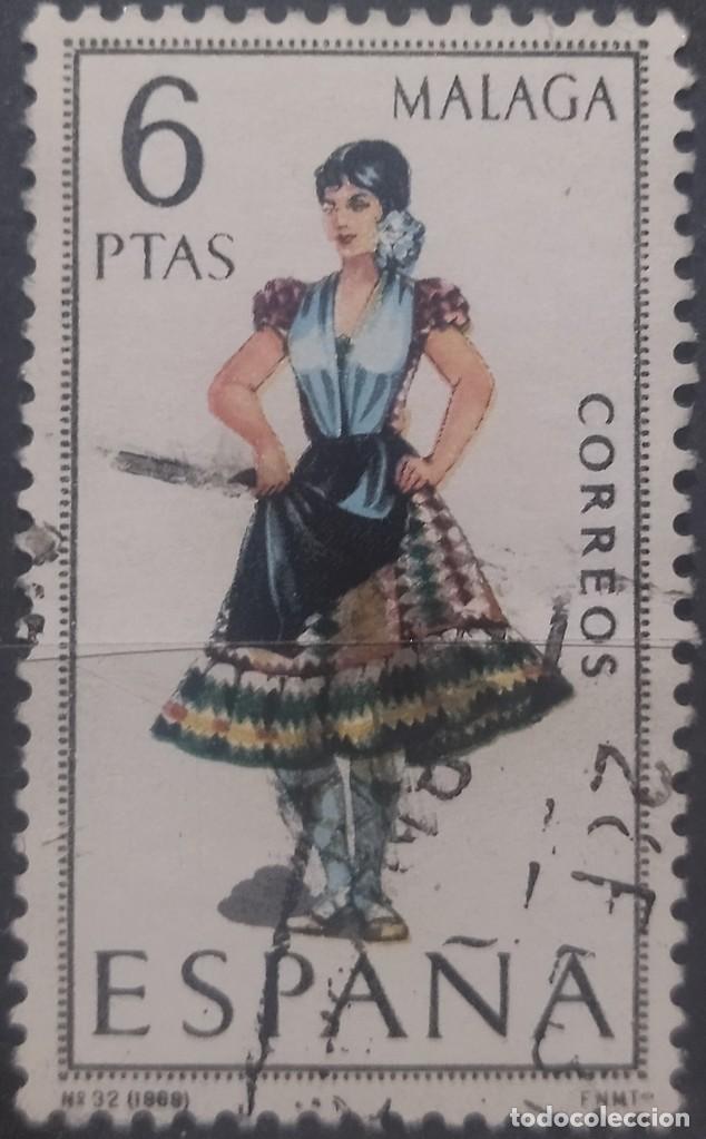 Sellos: ESPA&Ntilde;A 1969 Trajes T&iacute;picos. M&aacute;laga. USADO. - Foto 1