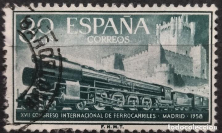 Sellos: Espa&ntilde;a 1958 Ferrocarriles. USADO. - Foto 1