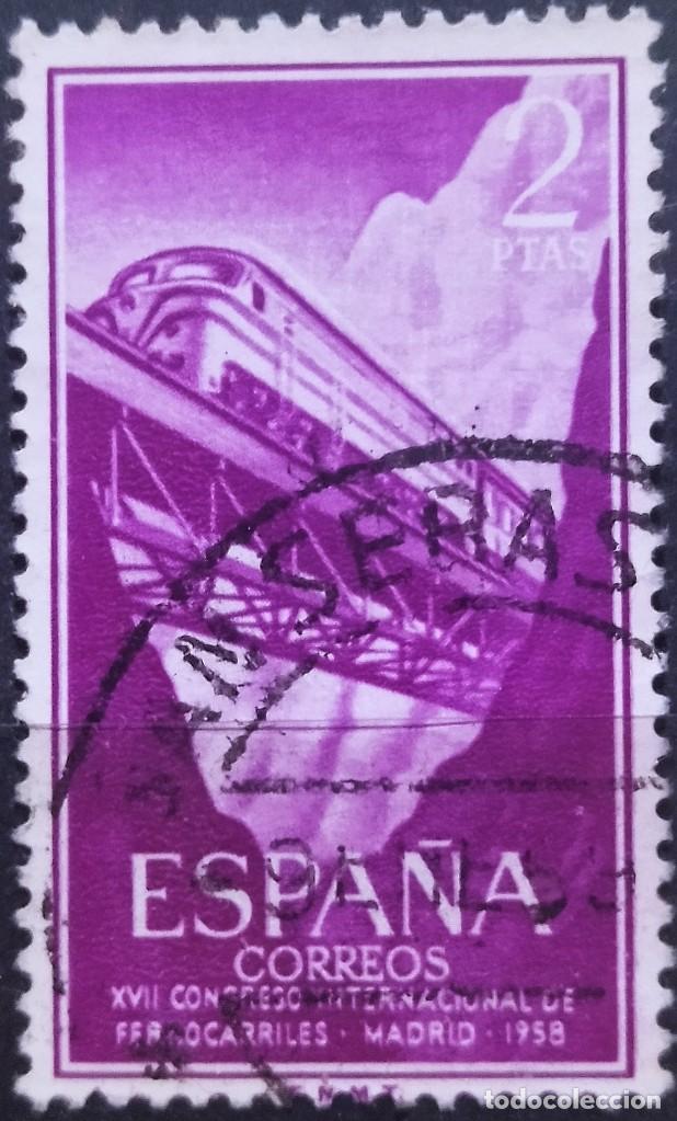 Sellos: Espa&ntilde;a 1958 Ferrocarriles. USADO. - Foto 1