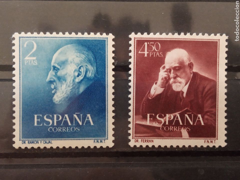 Sellos: Espa&ntilde;a. 1952. Ram&oacute;n y Cajal y Ferr&aacute;n. Nuevos ** - Foto 1