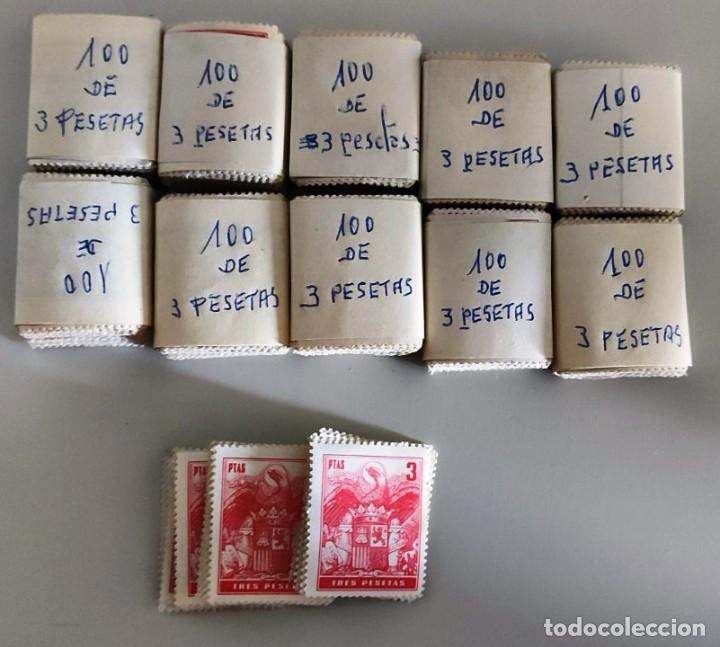 Francobolli: LOTE DE 1000 POLIZAS DE 3 PESETAS. AGUILA DE SAN JUAN