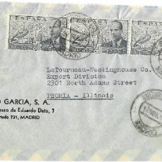 Sellos: 1955 CARTA MADRID A USA 4 PTS (X3) LA CIERVA (EDIF 946)