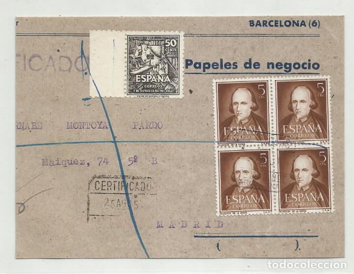 Sellos: frontal circulada 1951 de barcelona a madrid - Foto 1