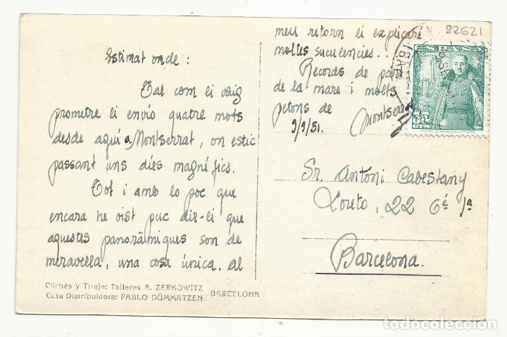 Sellos: POSTAL MONTSERRAT CIRCULADA 1955 A BARCELONA - Foto 1