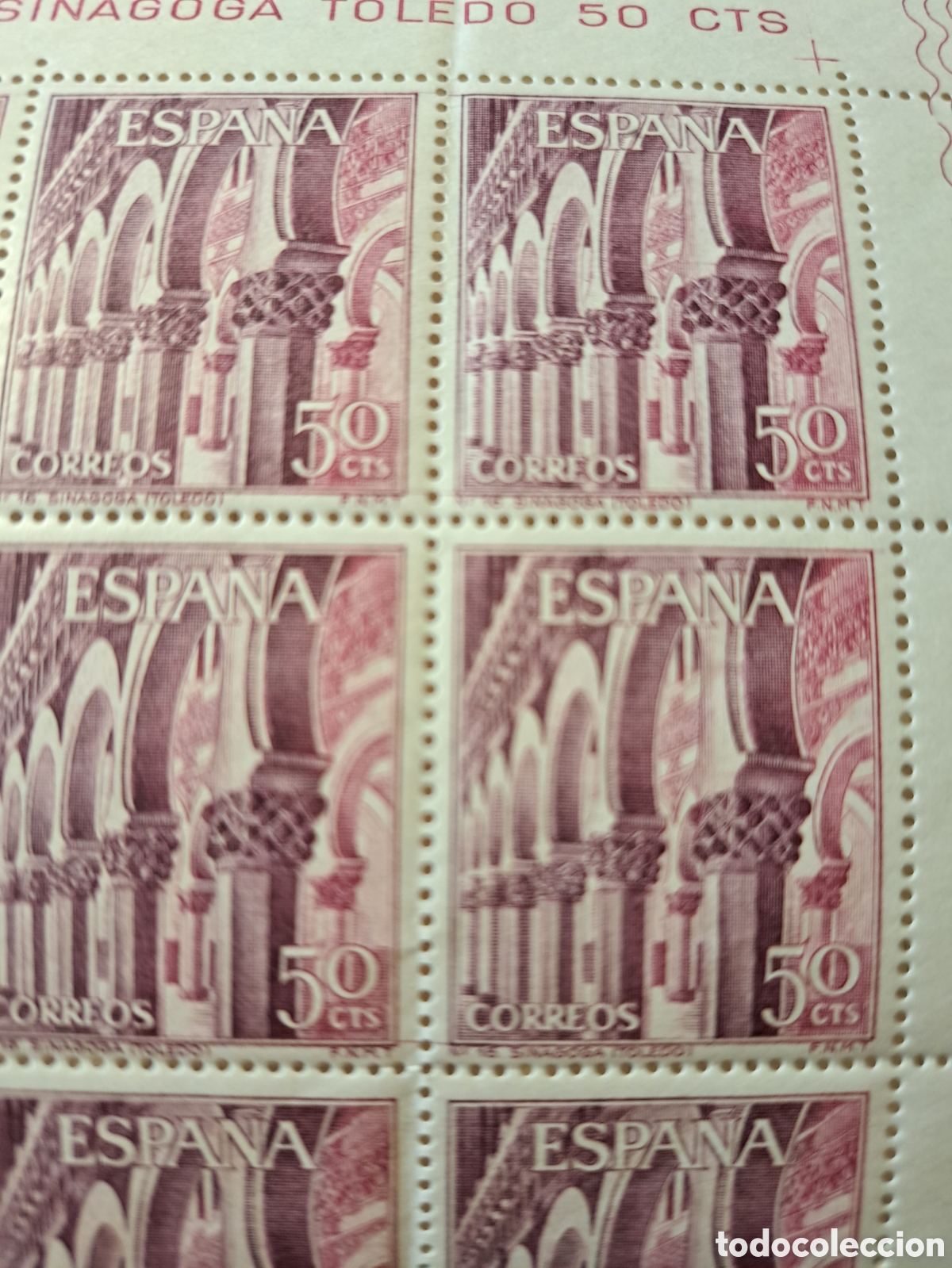 Sellos: Pliego completo Sinagoga de Toledo 1965 - Foto 3