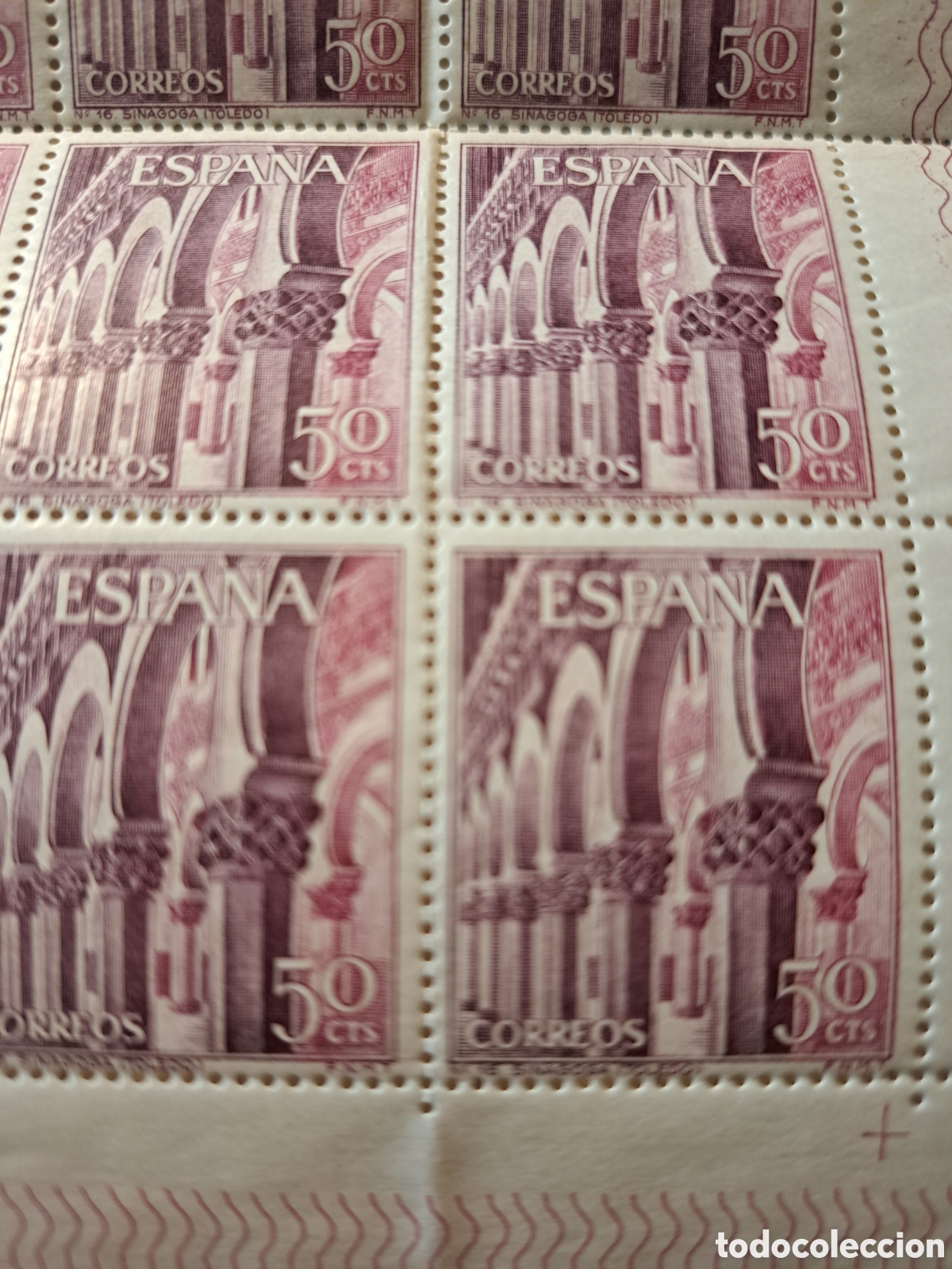 Sellos: Pliego completo Sinagoga de Toledo 1965 - Foto 4