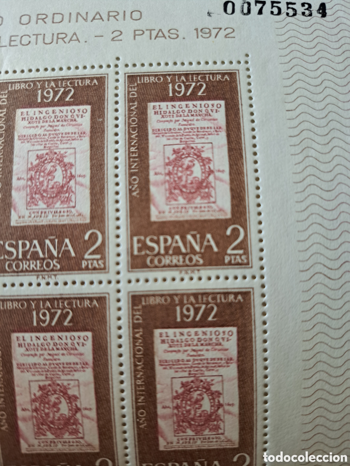 Sellos: Pliego (25x2 pts) A&ntilde;o internacional del libro 1972 - Foto 2