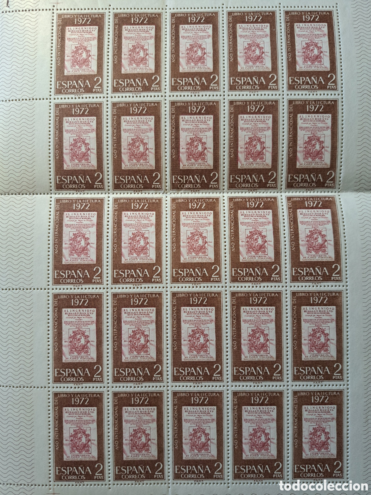 Sellos: Pliego (25x2 pts) A&ntilde;o internacional del libro 1972 - Foto 1