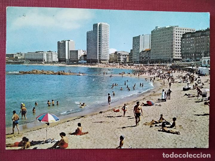 Sellos: postal playa riazor circulada 1968 de coru&ntilde;a a barcelona - Foto 2