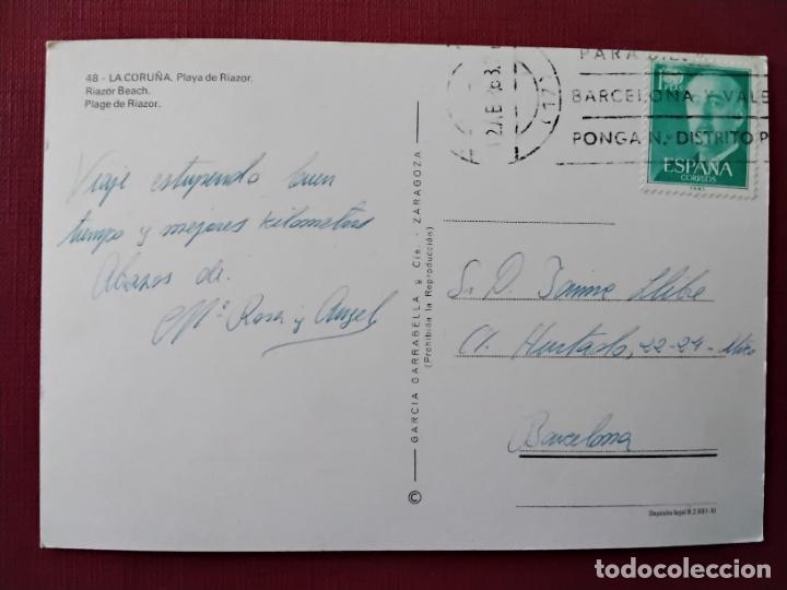 Sellos: postal playa riazor circulada 1968 de coru&ntilde;a a barcelona - Foto 1