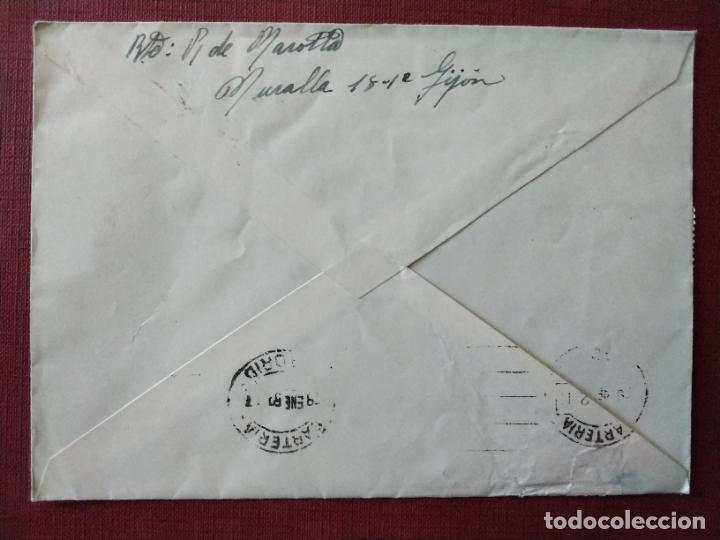 Sellos: circulada 1952 de gijon a madrid - Foto 2