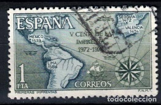 Sellos: ESPA&Ntilde;A 1973 - EDIFIL 2164 - V CENT. DE LA IMPRENTA - Foto 1