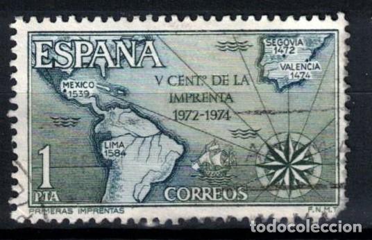 Sellos: ESPA&Ntilde;A 1973 - EDIFIL 2164 - V CENT. DE LA IMPRENTA - Foto 1