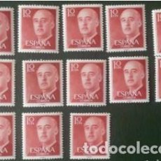 Sellos: 13 SELLOS NUEVOS ESPAÑA. 1955-56. GENERAL FRANCO. 10 CTS.