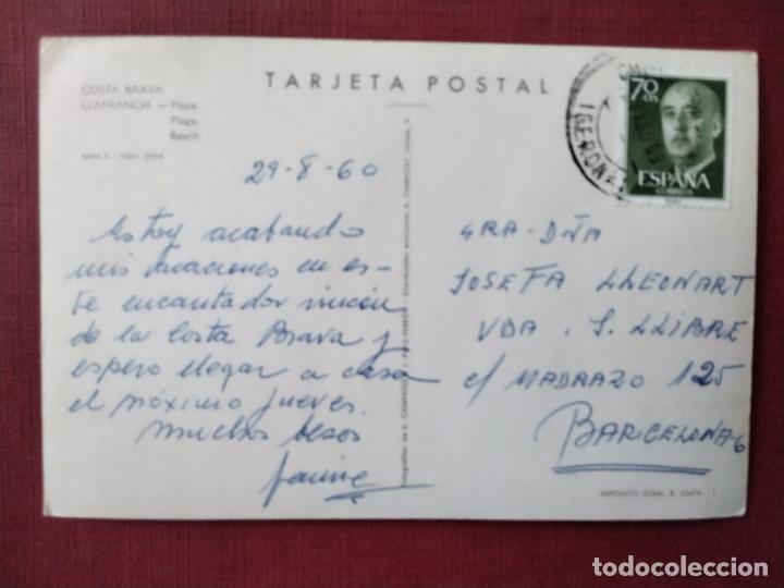 Sellos: POSTAL circulada 1960 DE LLAFRANCH GIRONA A BARCELONA - Foto 1