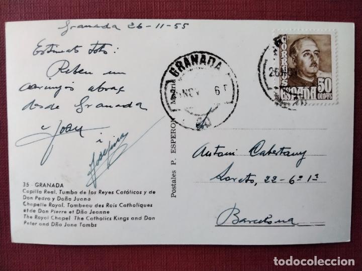 Sellos: POSTAL circulada 1955 DE GRANADA A BARCELONA - Foto 1