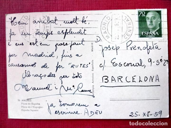 Sellos: POSTAL circulada 1959 DE MADRID A BARCELONA - Foto 1