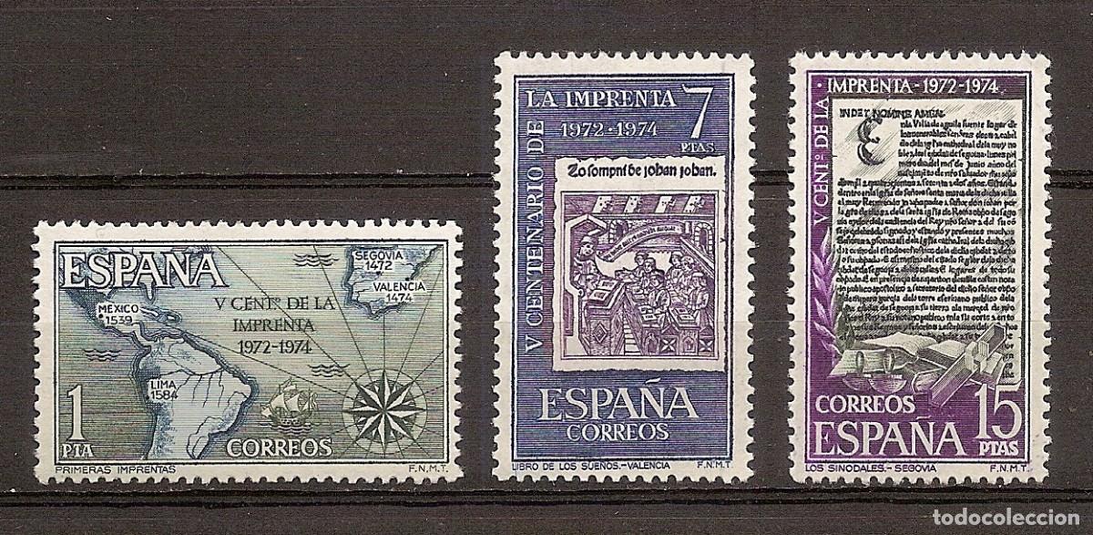 Sellos: ESPA&Ntilde;A 1973 - V CENTENARIO DE LA IMPRENTA - EDIFIL 2164/66 ** - Foto 1