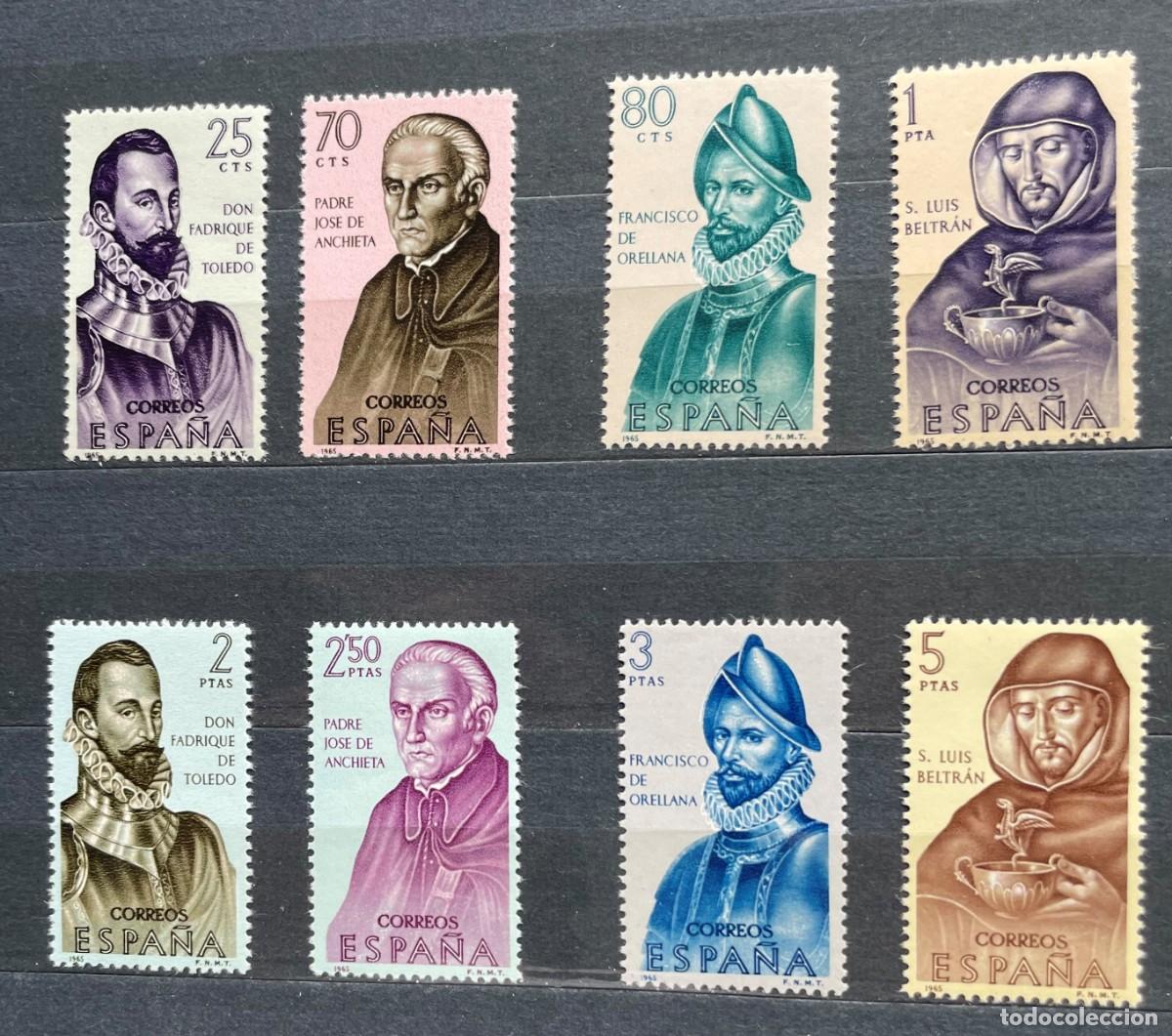 Stamps: A&ntilde;o 1965 - Edifil 1678-85 serie completa, nuevo con ligera se&ntilde;al fijasellos