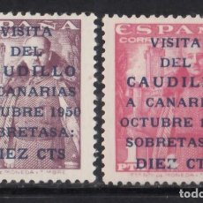 Sellos: ESPAÑA, 1951 EDIFIL Nº 1088 / 1089 /*/ VISITA DEL CAUDILLO A CANARIAS. Lote 377008804
