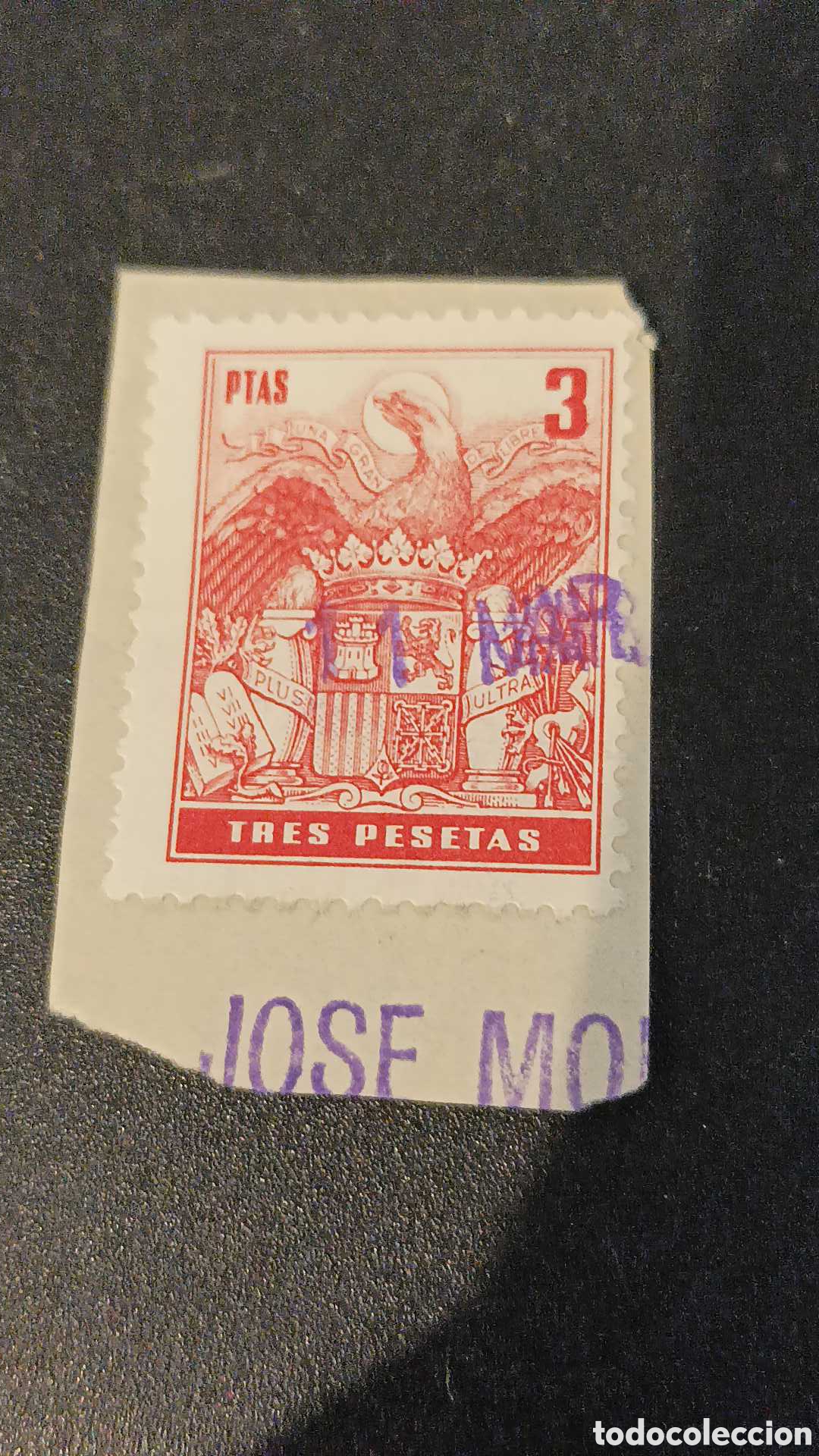 Sellos: P&oacute;liza timbre 3 pesetas - Foto 2