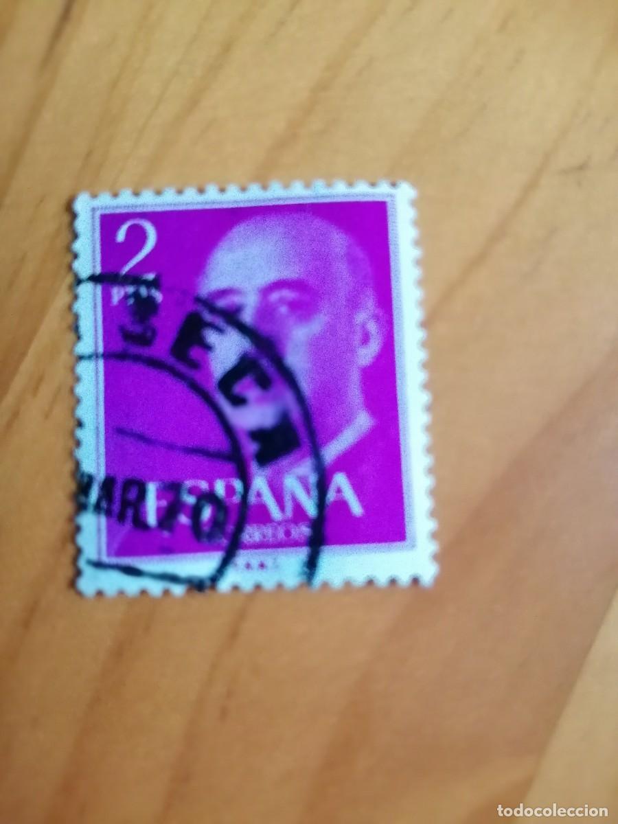 Selos: EDIFIL 1158 - 2 PESETAS, P&Uacute;RPURA - A&Ntilde;O 1955-56, GENERAL FRANCO -MATASELLO: MAR 70