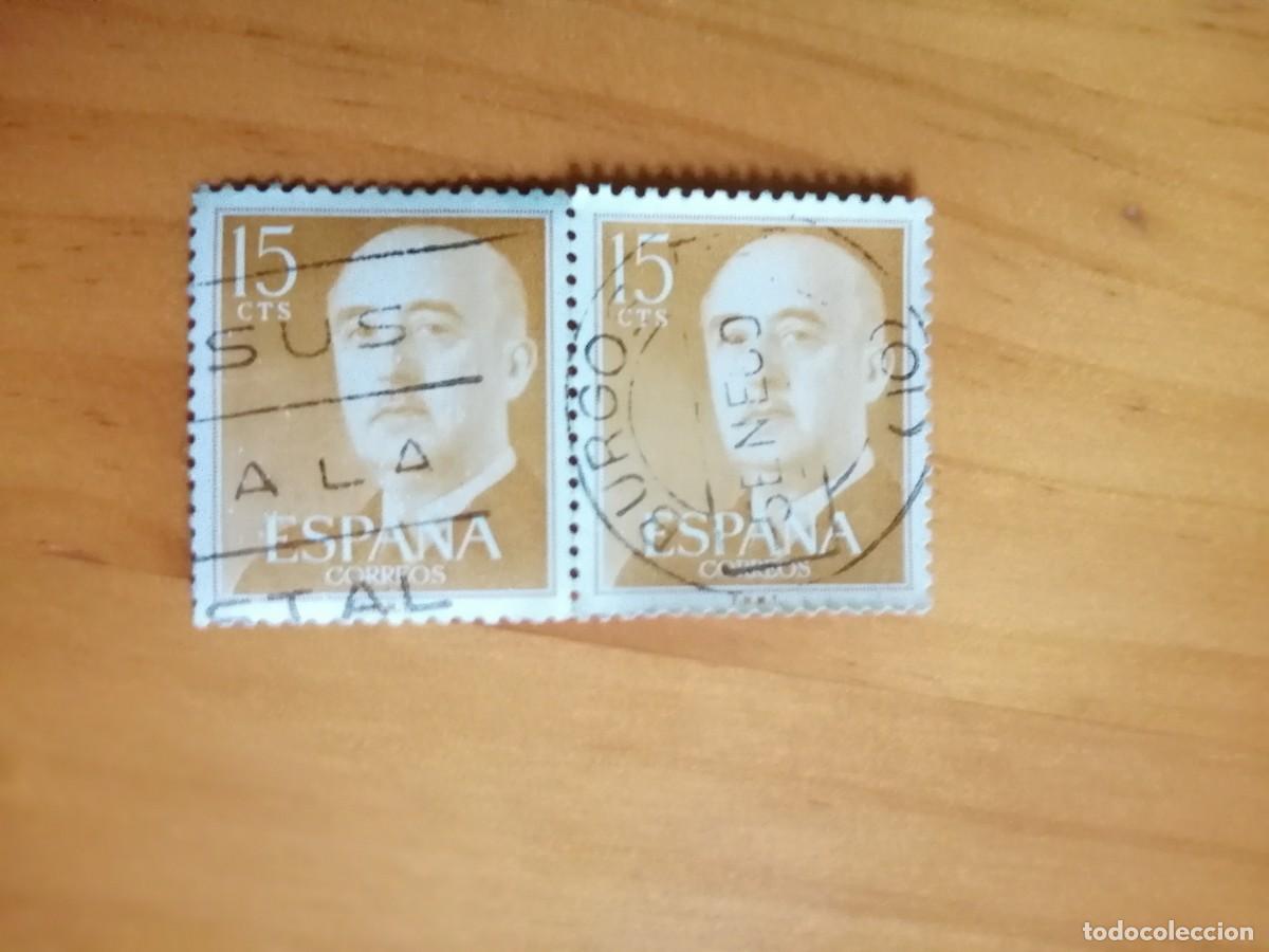 Timbres: EDIFIL 1144 - 15 C&Eacute;NTIMOS, OCRE - A&Ntilde;O 1955-56, DE LA SERIE: GENERAL FRANCO - MATASELLO: BURGOS