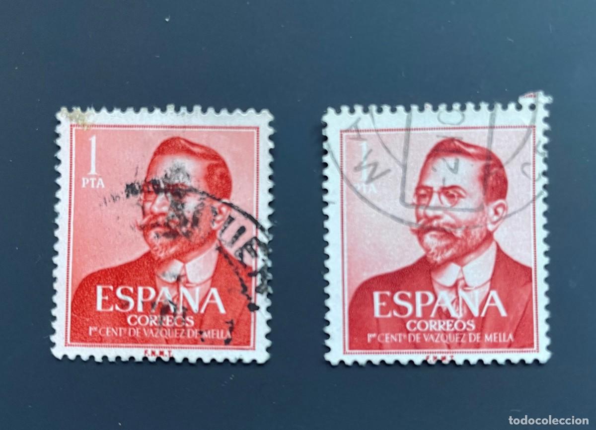 Timbres: A&ntilde;o 1961 - Edifil 1351 - pareja usados, variedad de color