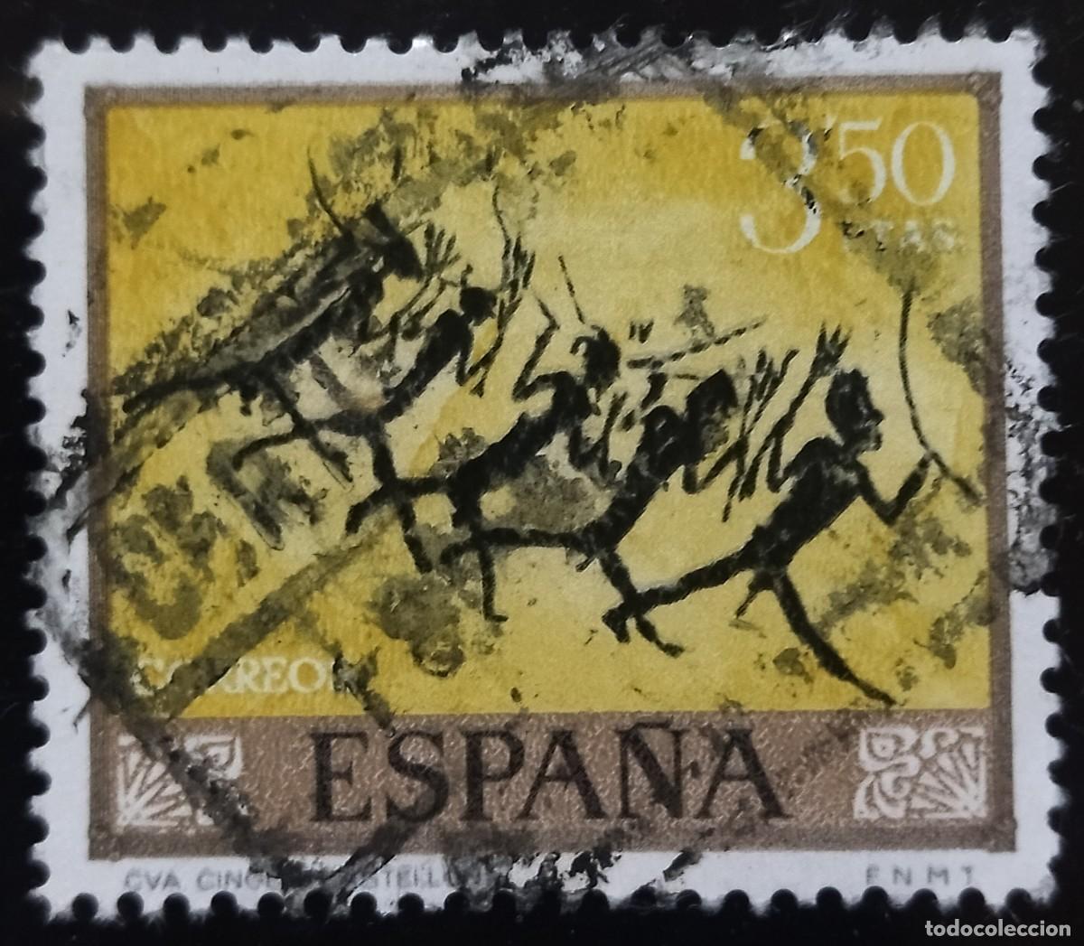 Sellos: Espa&ntilde;a 1967 Arte Rupestre. USADO. - Foto 1