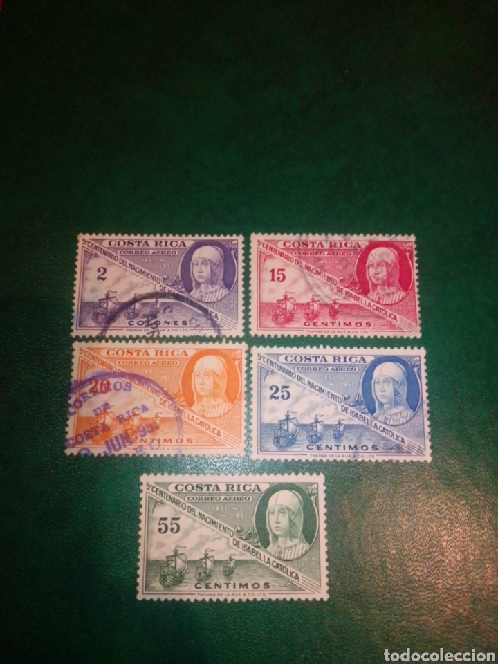Sellos: Costa Rica 1952 Isabel la Cat&oacute;lica - Foto 1