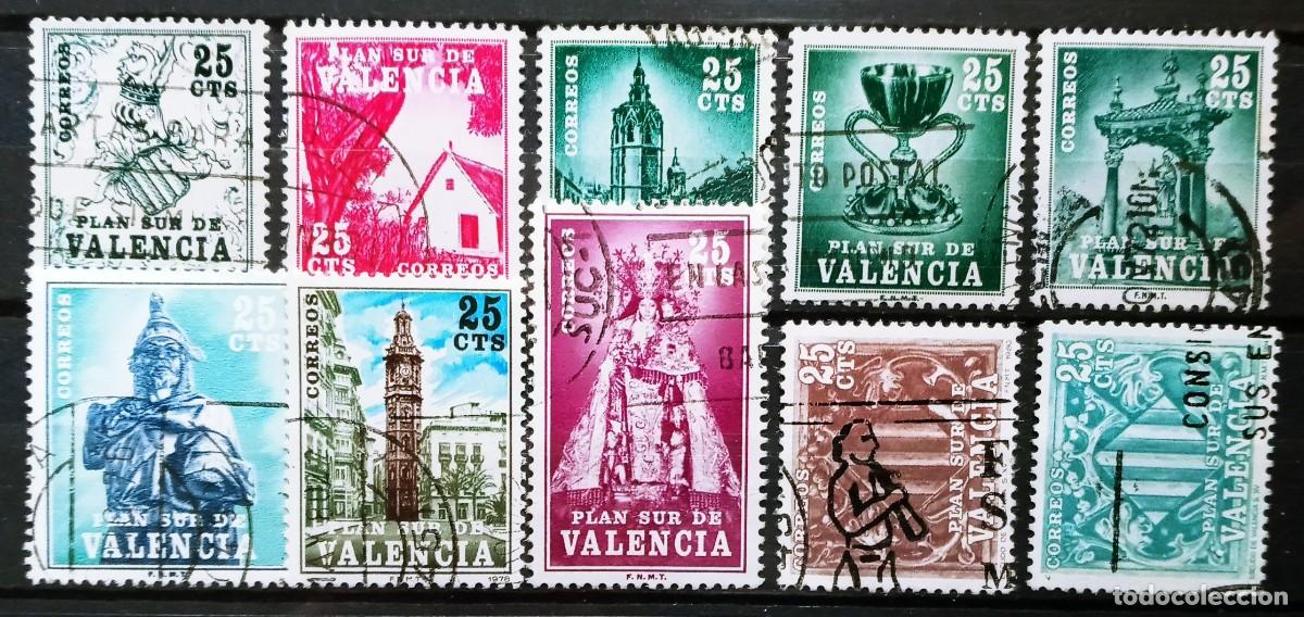 Sellos: PLAN SUR DE VALENCIA - 10 SELLOS USADOS - LOS DE LA FOTO