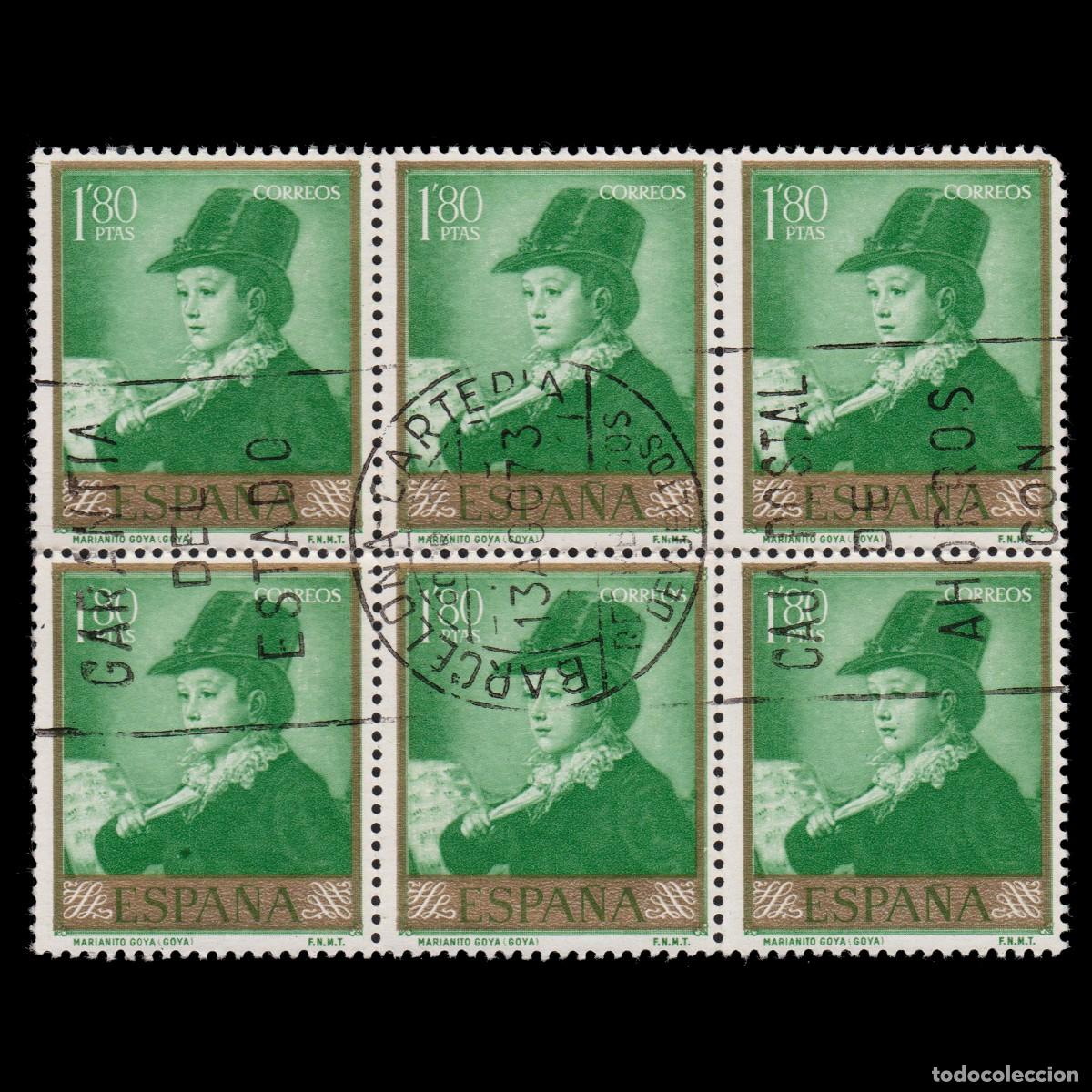Sellos: Goya.1958.1,8p. Blq 4 Matasello Edifil 1217
