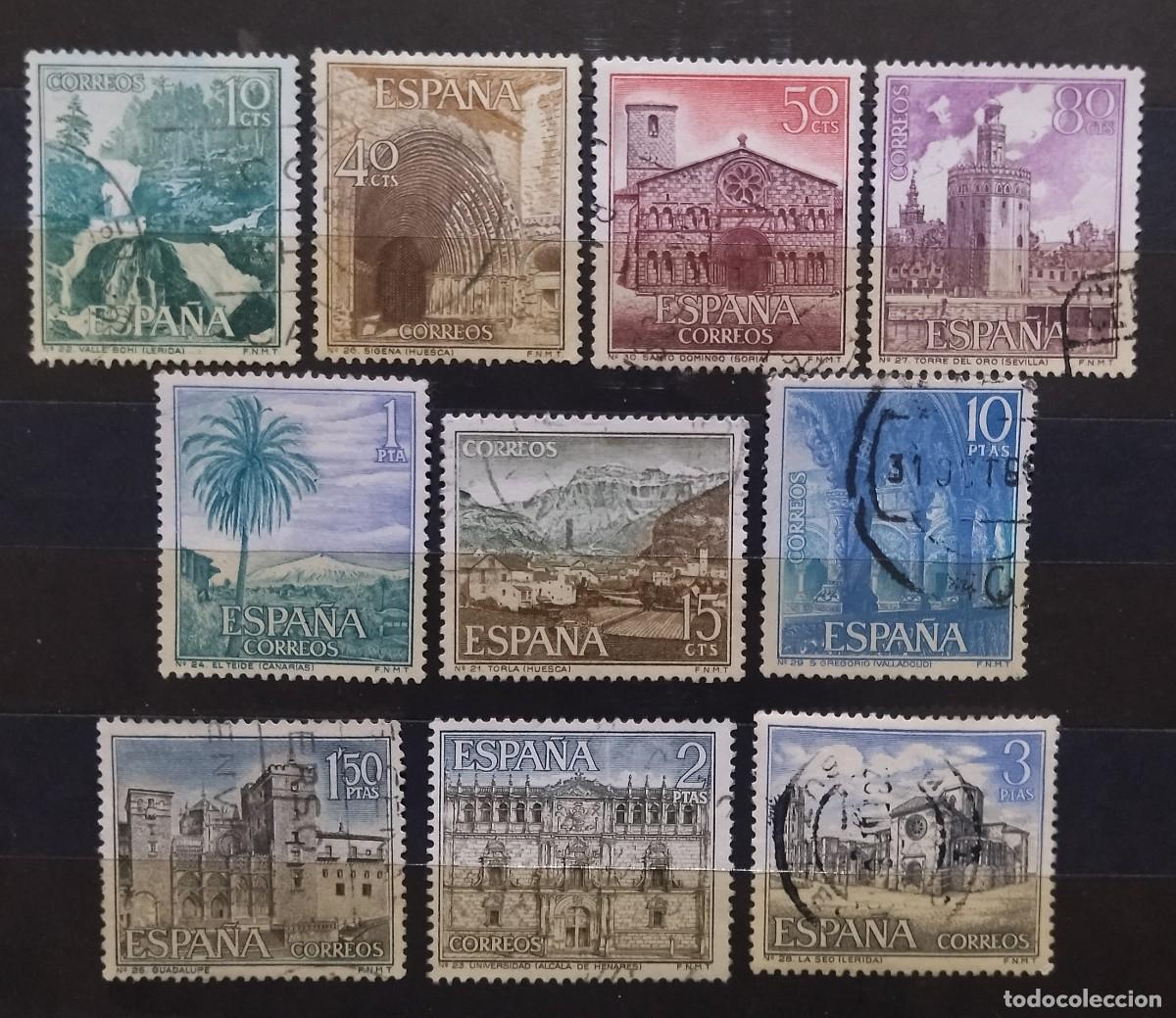 Sellos: ESPA&Ntilde;A 1966 SERIE TUR&Iacute;STICA COMPLETA. USADO - USED. - Foto 1