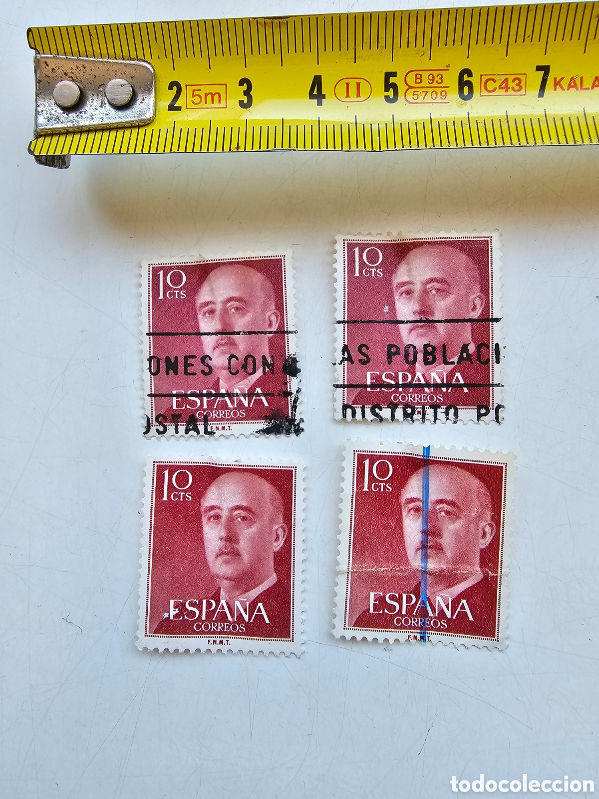 Sellos: 4 sellos de 10 c&eacute;ntimos de Franco rojos - Foto 2