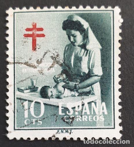 Sellos: Espa&ntilde;a 1953 - Pro Tuberculosos, 10c. (Edifil 1122 &ordm;) - Foto 1