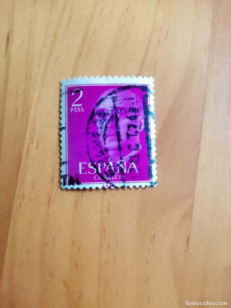Sellos: 2 PESETAS - EDIFIL 1158, P&Uacute;RPURA - SERIE: 1955-56 GENERAL FRANCO - MATASELLO: 17 OCT 74