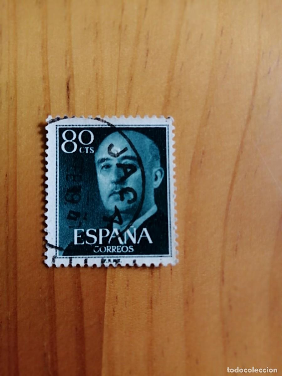 Sellos: 80 C&Eacute;NTIMOS - EDIFIL 1152, VERDE - SERIE: 1955-56 GENERAL FRANCO - MATASELLO: JACA 11 FEB 59