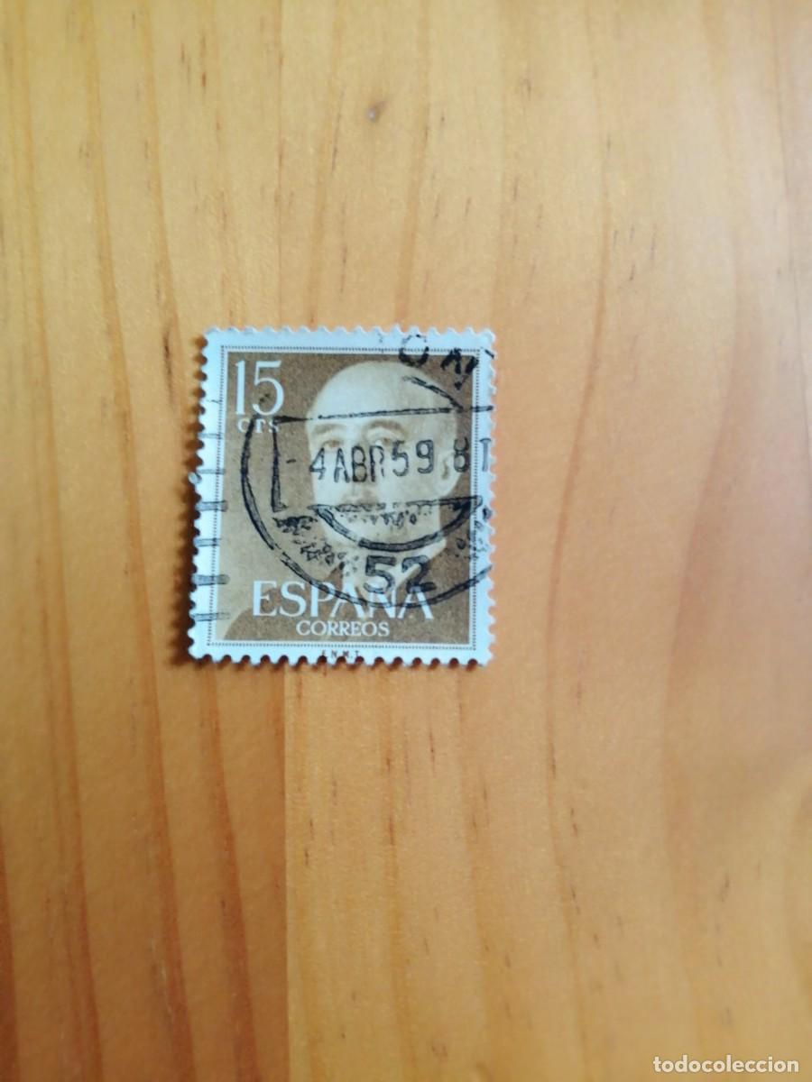 Sellos: 15 C&Eacute;NTIMOS - EDIFIL 1144, OCRE -SERIE: 1955-56 GENERAL FRANCO - MATASELLO: 4 ABR 59