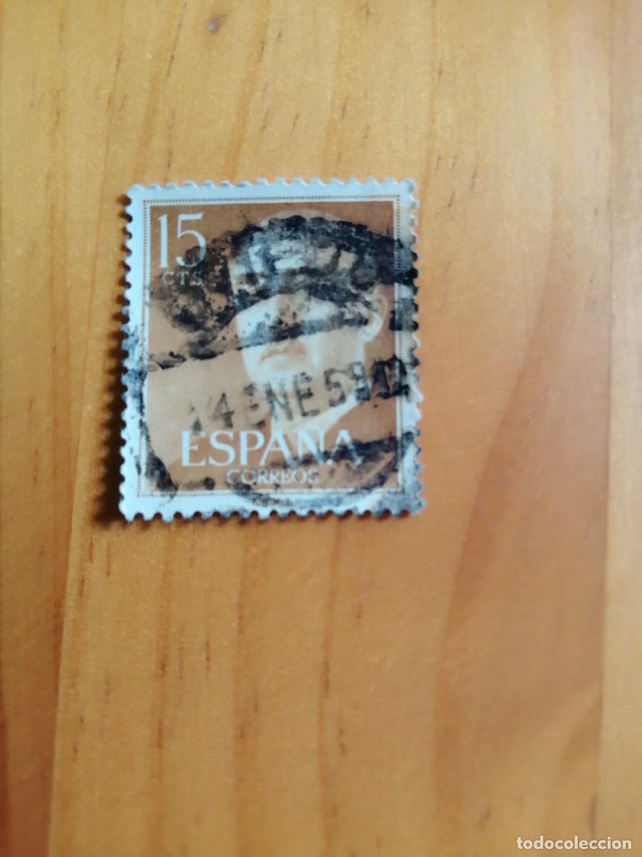 Sellos: 15 C&Eacute;NTIMOS - EDIFIL 1144, OCRE -SERIE: 1955-56 GENERAL FRANCO - MATASELLO: 14 ENE 59